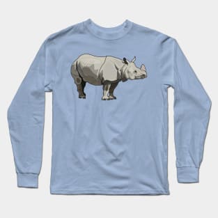 Javan rhinoceros cartoon illustration Long Sleeve T-Shirt